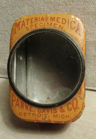 Vintage Advertising Tin - Parke Davis - Detroit Mi - Medical Specimen Can - Glass Lid