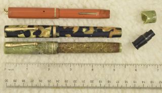 Three 1920s Sheaffer Flat - Top Fountain Pens Or Restoration,  2 Oversize