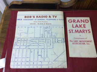 2 Vintage Maps Of Grand Lake St.  Marys And Mercer County