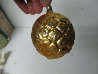 Vintage West Germany Glass Christmas Ornament - Big Gold Fruit