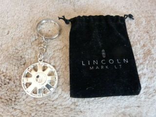 Rare Silvertone Lincoln Mark Lt Wheel Rim Hubcap Key Ring Keychain Keyring