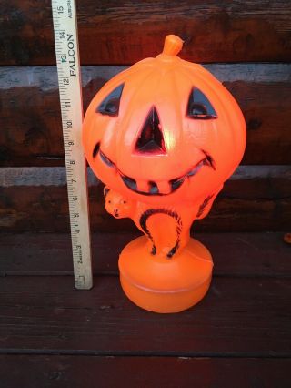 Vintage Bayshore Halloween Blow Mold Light Up Pumpkin Jack O’ Lantern Cat