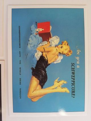 Advertising Poster 3 Postcards 1990s Schweppes Ladies Lingerie Pin Up Girl Soda