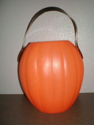Vtg RARE Unusual Halloween Pumpkin Long Face Jack ‘O Lantern BUCKET Blow Mold 3