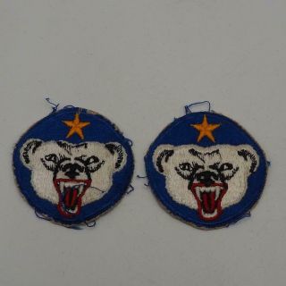Vintage Wwii World War 2 Us Army Alaska Defense Command Polar Bear Patch Pair