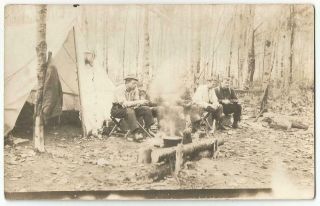 (2) Campers Hunters Campite With Early Autos 2 Rppc Real Photo Postcards C.  1912