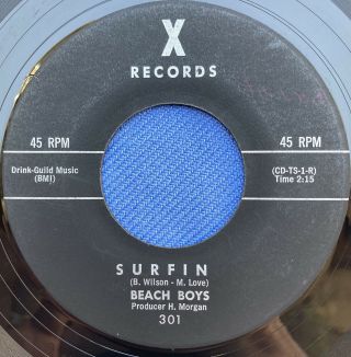 The Beach Boys Surfin / Luau 45 X Records First Press,  Vg,  Rare Surf 45,  Wow