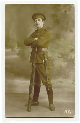 Wwi Ww1 First World War One 1 British Soldier In Uniform Photo Postcard