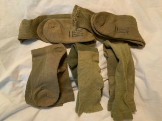 Ww2??? U.  S.  Military Socks,  5 Pairs,  Worn,  Not Smelly Though