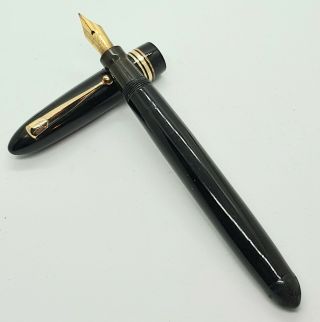 Vintage Mabie Todd Swan Leverless Black Fountain Pen 14k Gold 2 Flex Nib