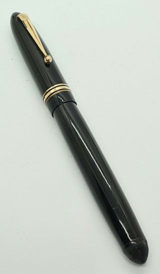 Vintage Mabie Todd Swan Leverless Black Fountain Pen 14K Gold 2 Flex Nib 2
