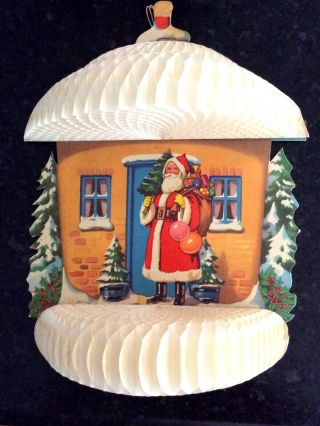 Vintage 1960s Beistle Santa Claus Christmas Honeycomb Die Cut Decor