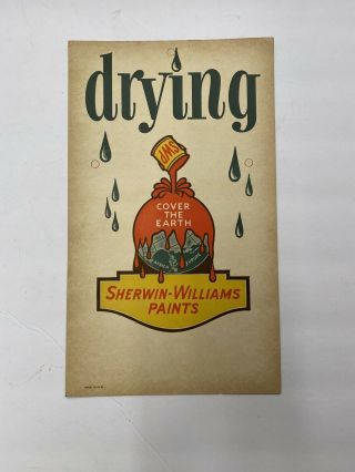 Vintage Nos 1949 Sherwin Williams Paints Drying Cover The Earth Cardboard Sign