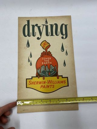 Vintage NOS 1949 Sherwin Williams Paints Drying Cover the Earth Cardboard Sign 2