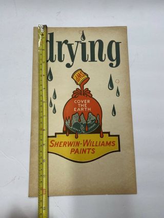 Vintage NOS 1949 Sherwin Williams Paints Drying Cover the Earth Cardboard Sign 3