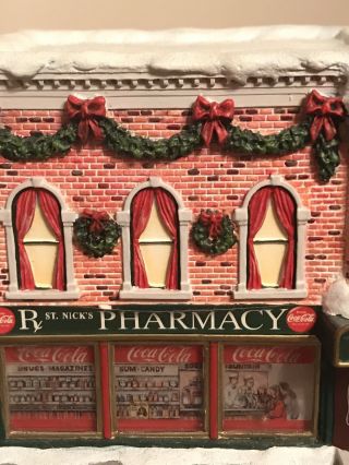 Hawthorne Village - Coca - Cola “st.  Nick’s Pharmacy” Christmas - Light - Up Village