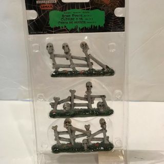 Retired Lemax Spooky Town 2005 Bone Fence (set Of 3) 54334 In Package Xxg