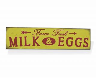 Farm Fresh Milk & Eggs Retro Vintage Tin Bar Sign Country Home Decor 15.  75 " X 4 "