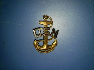 World War Ii Us Navy Chief Petty Officer Cpo Pin - Back Cap Hat Badge