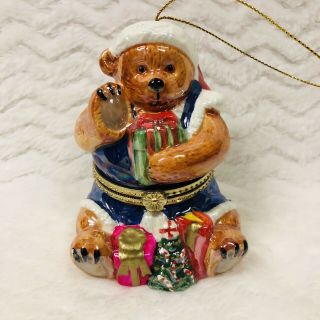 Mr.  Christmas Porcelain Santa Bear Music Box Animated Ornament " Comfort And Joy "