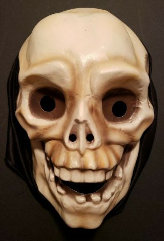 Vintage Halloween Plastic Mask/hood Grim Reaper Demon Skull Skeleton Head