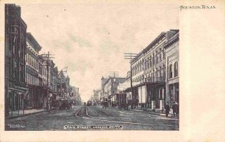 Main Street Looking South Houston Texas 1905c Postcard