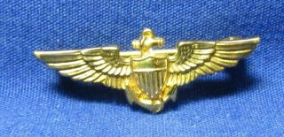 Wwii 1/20 10k Gold Filled Navy Usmc Aviator Pilot Wings Badge By H&h