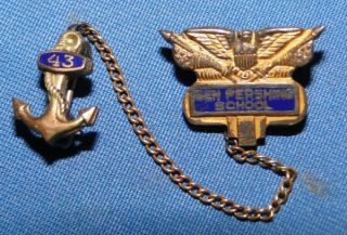 Vintage Wwii Us Army Navy 1943 General Pershing School Pin Sweetheart Jewelry