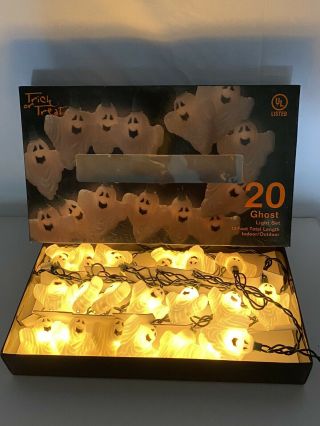 Vintage Halloween Ghost String Lights 20 Lights 13’ Of String Blow Molds