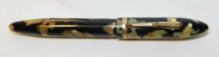 Vintage Sheaffer Sheaffers Life Time Fountain Pen With Black And Gold Marbling