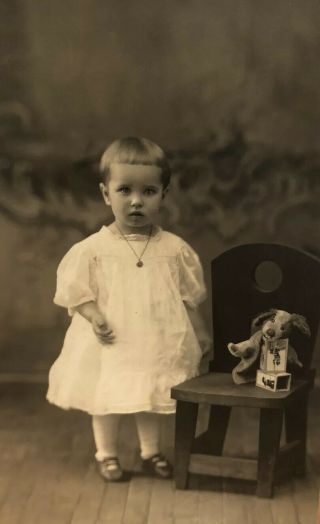 1912 Photo Little Girl Posing W/ Toys Id Margaret Alexander,  Harrisburg Pa Rppc