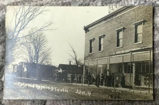 Real Photo Postcard Rppc Street Scene Coloma Michigan Mi 1906 Scott 