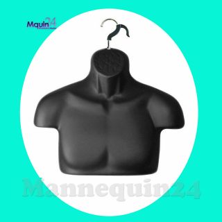 Black - Standing Mannequin Male Torso Dress Form With Removal Hanger