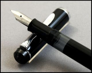 Vintage Pelikan M 100 Old Style Black And Silver With Fine Steel Nib
