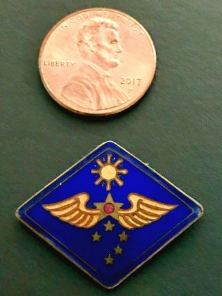 Authentic Usaaf Far East Air Force Feaf Cloisonne Brass Pin Badge From Wwii Vet