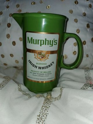 Murphys Irish Whiskey 6 1/2 " Spouted Pitcher Green Ireland Beer Advertising Mug