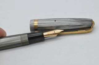 Lovely Rare Vintage Waterman’s 513 Nm Fountain Pen Grey Marbled Pattern 14ct Nib