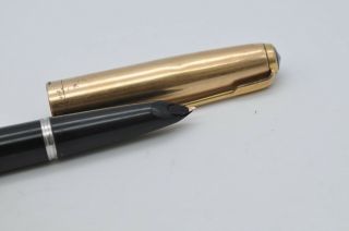 Lovely Rare Vintage Parker No 51 Fountain Pen Black & Gold Cap Aerometric Filler