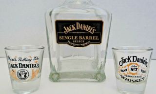 Jack Daniels Single Barrel Select Whiskey Decanter Bottle Plus 2 Shot Glasses