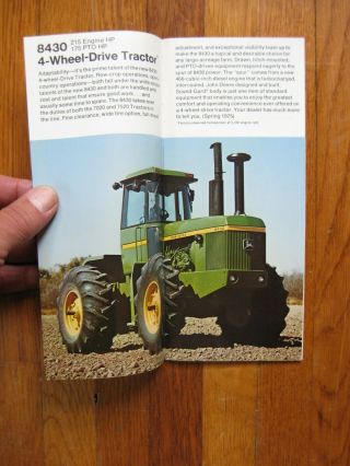 John Deere for 1975 Brochure 8430 8630 Tractor 6600 Sidehill Combine Baler 3