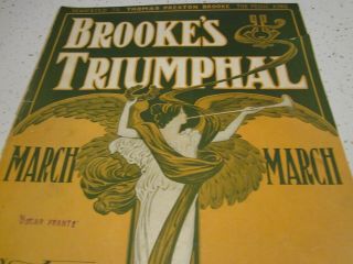 1909 Piano Sheet Music Brooks Triumphal March By Roland F.  Seitz Glen Rock,  Pa