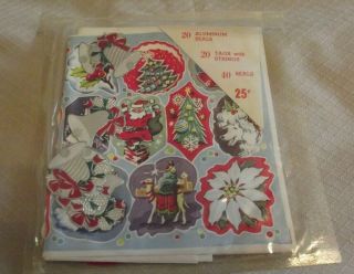 Vintage 1950s Package Christmas Holiday Aluminum Seals - Tags - Stickers