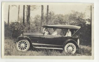Old Photo 1918 Nash Car With Two Woman And A Child