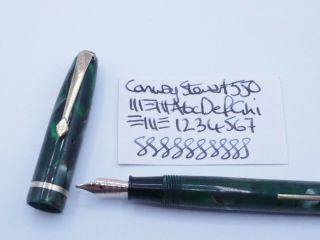 Vintage 1952 - 62 Conway Stewart Dinkie 550 Fountain Pen Marbled Green Vgc Gwo