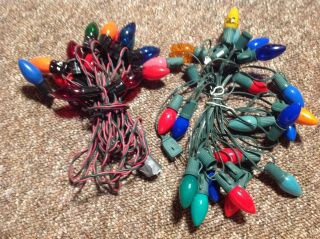 2 Vintage C9 Christmas Light Strings Red And Green Light Strings
