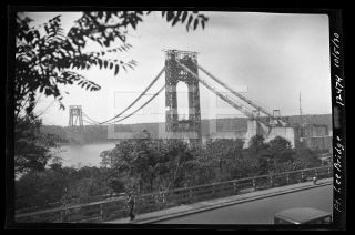 1930 George Washington Bridge Construction Manhattan Nyc Old Photo Negative H13