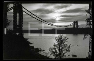 1930 George Washington Bridge Construction Manhattan Nyc Old Photo Negative H14