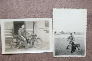 Two Ww2 Photographs Of An U.  S.  Army Soldier On An Army Motorcycle