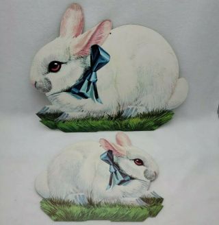 2 Vintage Easter Rabbit Bunny Cardstock Die Cut Decorations Usa Eureka