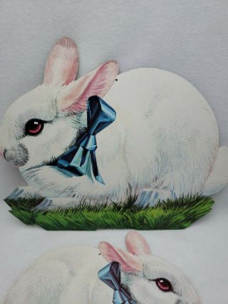 2 Vintage Easter Rabbit Bunny Cardstock Die Cut Decorations USA Eureka 3